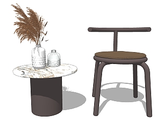 金属单人<em>休闲</em>椅子，凳子，边几花瓶su草图模型下载