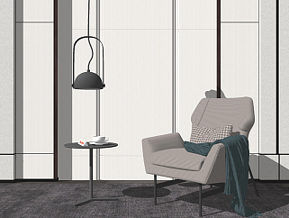 现代单椅，休闲椅沙发椅su草图模型下载