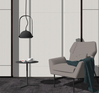 现代单椅，休闲椅沙发椅su草图模型下载