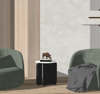 休闲单人休闲沙发su草图模型下载