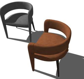 轻奢单人休闲圈椅su草图模型下载