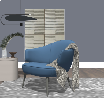 休闲椅边几，摆件组合su草图模型下载