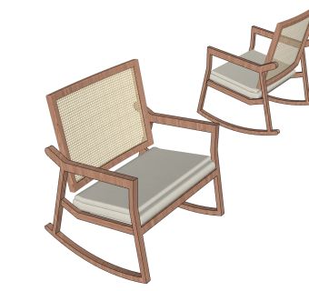 新中式木制单人休闲椅子su草图模型下载