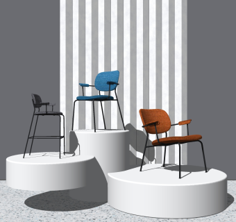 北欧现代金属单人休闲椅子su草图模型下载