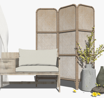 单人休闲沙发椅子 su草图模型下载