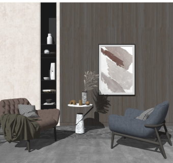 单人休闲椅子，圆几边几，摆件su草图模型下载