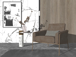 现代风格金属休闲沙发椅子， su草图模型下载