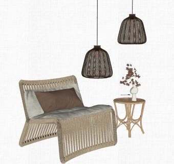 单人休闲沙发椅子 su草图模型下载