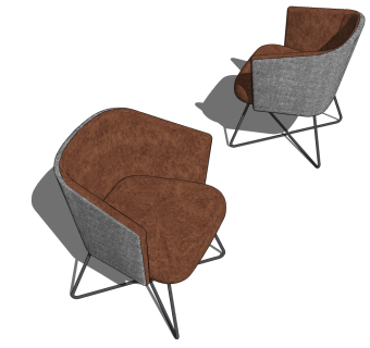 单人休闲沙发椅子，su草图模型下载
