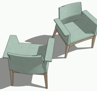 单人休闲沙发椅子su草图模型下载