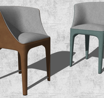 单人休闲椅子，餐椅su草图模型下载
