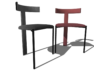 皮革金属单椅，<em>椅子</em>餐椅su草图模型下载