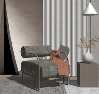 轻奢单人休闲沙发椅子su草图模型下载