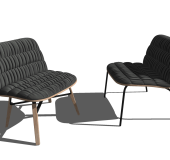 意大利单人木制休闲椅子su草图模型下载