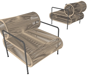 户外编织休闲沙发椅子su草图模型下载