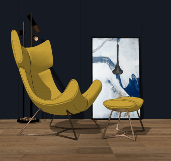 单人休闲椅子，蛋壳椅su草图模型下载