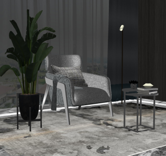 单人休闲椅子，沙发，茶几边几su草图模型下载