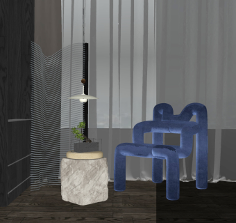 单人休闲异形休闲椅子，su草图模型下载