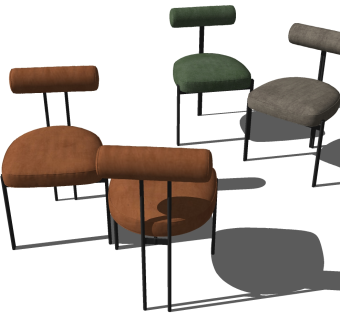 单人金属休闲椅子，su草图模型下载