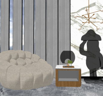 单人懒人沙发  su草图模型下载