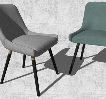 轻奢休闲椅，单人椅，餐椅su草图模型下载