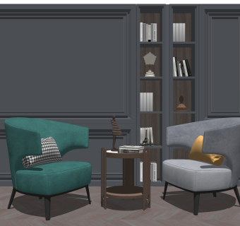 单人休闲沙发su草图模型下载