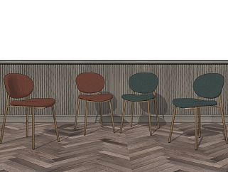现代金属休闲椅子，单椅<em>餐椅</em>su草图模型下载