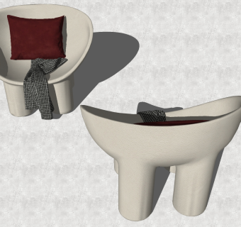 单人休闲椅子su草图模型下载