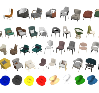 单人沙发 轻奢休闲椅 陀螺椅 su草图模型下载