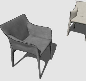 简约时尚皮革单人休闲椅子，餐椅su草图模型下载