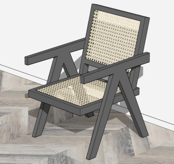 现代木制单人休闲椅子su草图模型下载