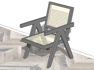 现代木制单人休闲椅子su草图模型下载
