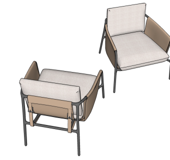 木制单人休闲椅子su草图模型下载