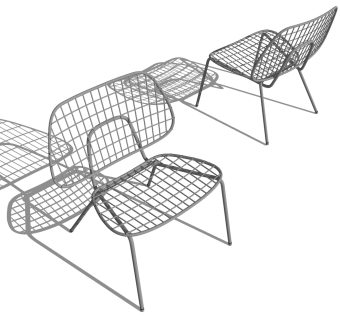 室外户外金属铁艺单人休闲椅子su草图模型下载