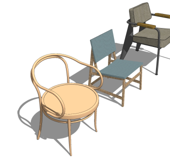 铁艺室外户外休闲单椅，圆形椅子，su草图模型下载