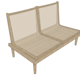 室外户外木制双人休闲椅子su草图模型下载