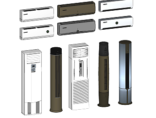 03现代<em>立柱</em>式，空调柜机，壁挂空调组合su草图模型下载