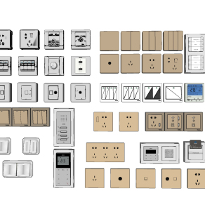 22现代开关插座面板，可视对讲su草图模型下载