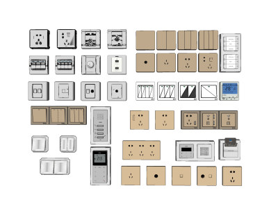 22现代开关插座面板，可视对讲su草图模型下载