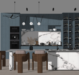 吧台餐桌椅子，吧凳，酒柜，su草图模型下载