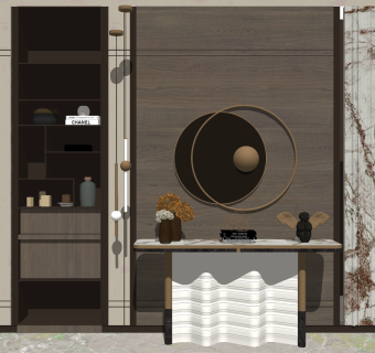 玄关柜，边柜，su草图模型下载