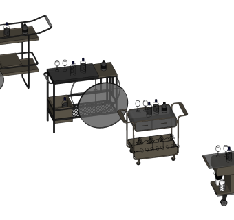 手推餐车，备餐车su草图模型下载