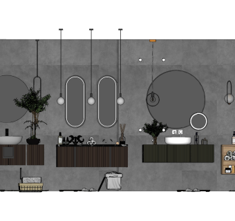 卫生间台盆，台盆柜 su草图模型下载