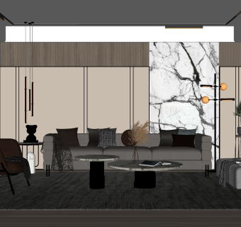 客厅沙发茶几单人椅子，沙发墩 su草图模型下载