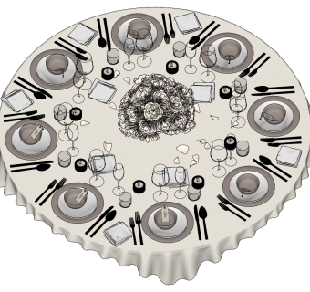 able setting  圆形餐桌桌布 su草图模型下载