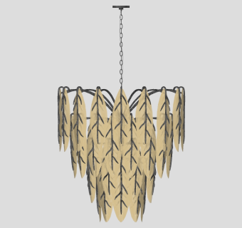 金属布艺羽毛吊灯su草图模型下载