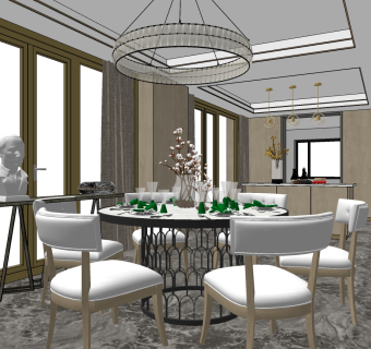 现代餐厅I su草图模型下载