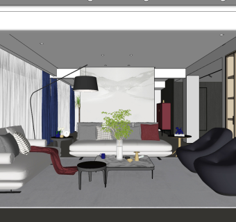 客厅， su草图模型下载