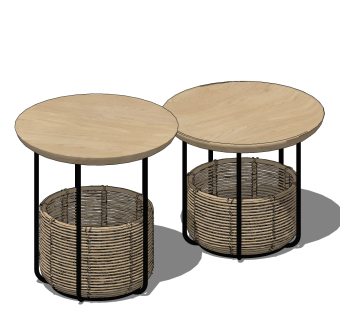 llain Gilles Vincent Sheppard自然风民宿，藤编，编织边几su草图模型下载