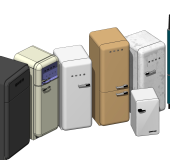 现代迷你小冰箱组合su草图模型下载